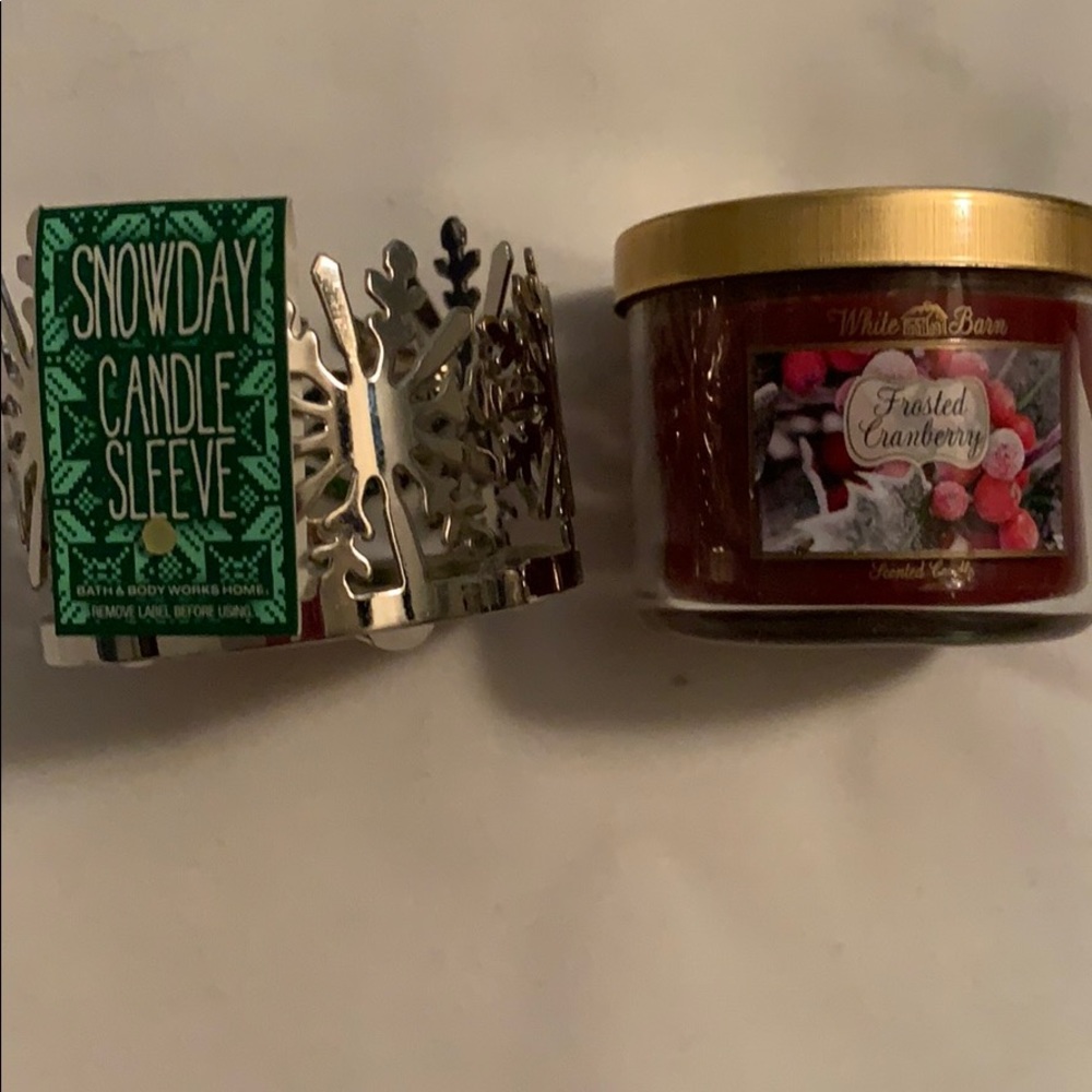 Bath and Body Works scented candle and gold holder